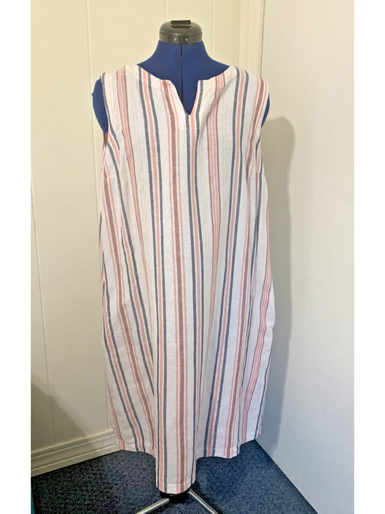 Liz Claiborne Dresses & Skirts - Liz Claiborne Women's XL Striped Linen Blend Shift Dress Pockets Beachy Resort